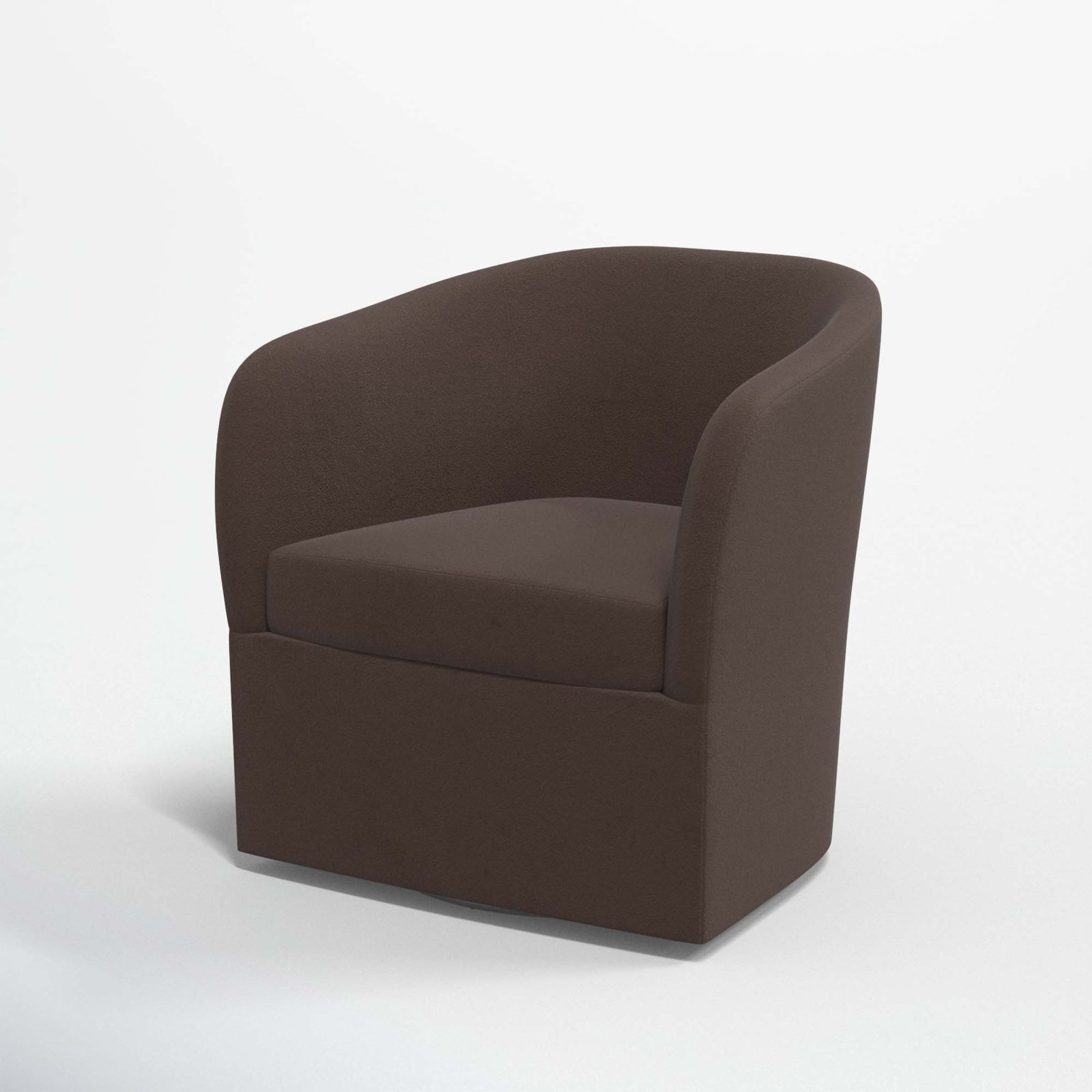Lesia Upholstered Swivel Barrel Chair, Classic Chocolate Velvet