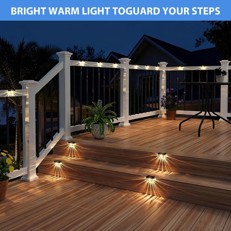 Solar Fence Lights Outdoor, Waterproof Solar Powered Deck Lights With Auto On/off, Led Wall Lights For Patio, Garden, Yard, Steps And Pathway (set Of 6)