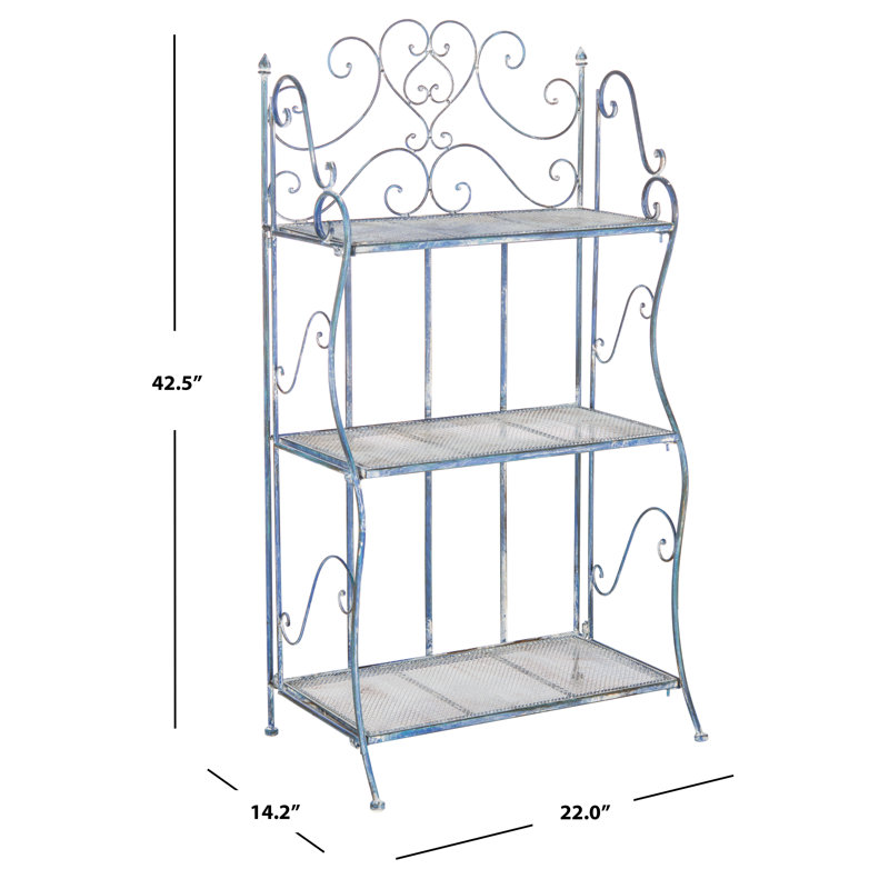 Antique Blue Iron 3-Tier Corner Shelf