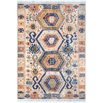 Tapis oriental orange / bleu / brun Kaydence