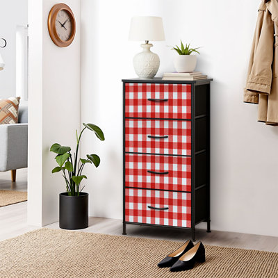 4 Drawer Dresser for Bedroom, Narrow Chest of Drawers, Wooden Top and Study Iron Frame 18"x37.5"-(WxH)