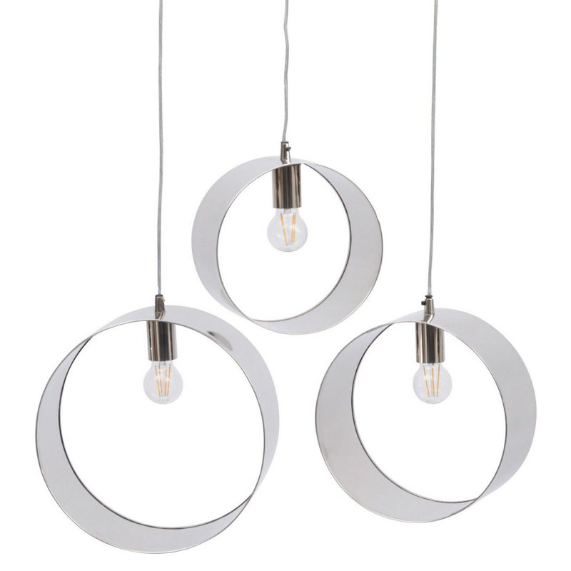 Dary 3 - Light Drum Pendant, Silver 