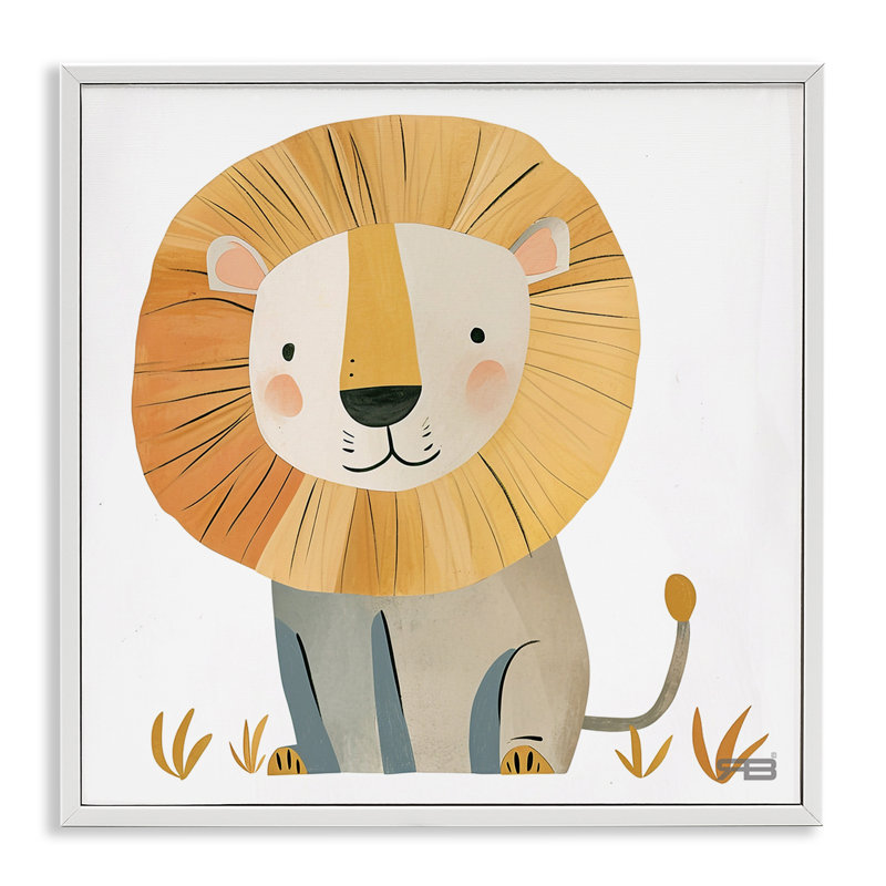 Dessin de giclée de lion fantaisiste souriant par Roozbeh Bahramali, 12" H x 12" W