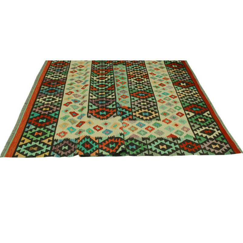 Tapis Kilim en laine fabriqué à la main bleu/beige hults