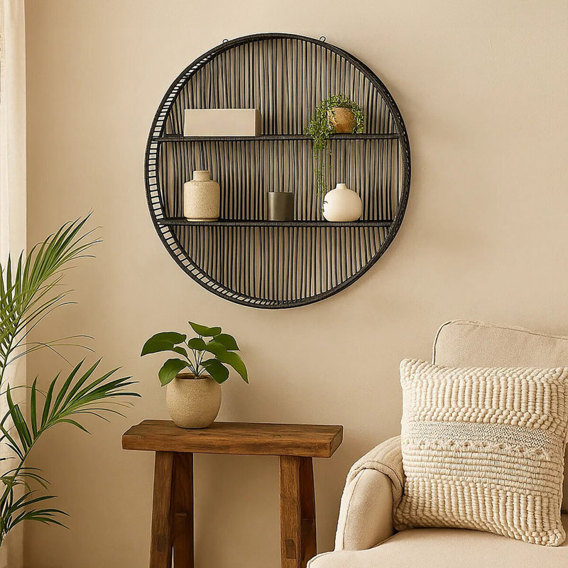 Mulay 2 Piece Circle Tiered Shelf, Black
