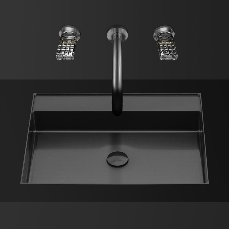 Lavabo encastré rectangulaire moderne Lilla, Bronze industriel, Bronze industriel