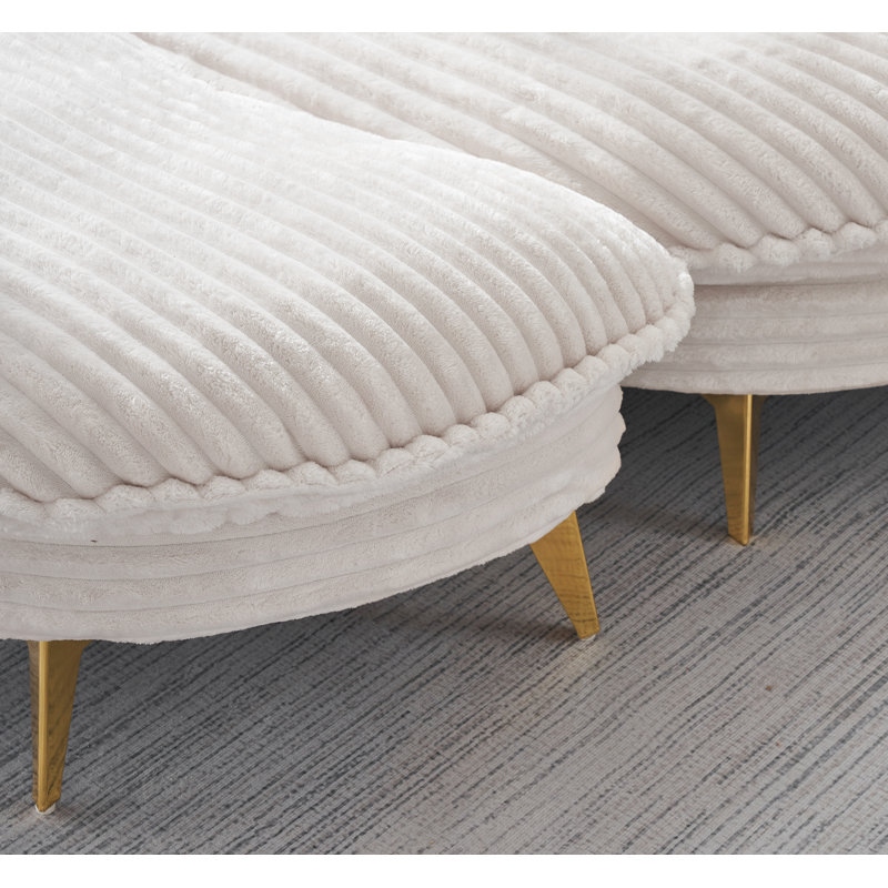 45 po. Coussin 45 po, Velours côtelé beige