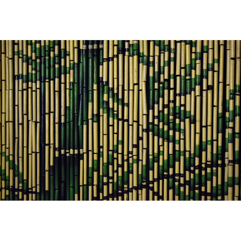 Natural Bamboo Beaded Curtain with Tropical Design