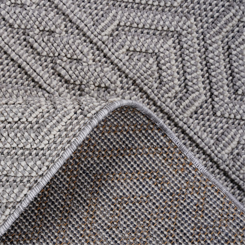 Tapis tissé à la main et motif géométrique blanc 8 x 10 - sans teinture, idéal pour un usage quotidien intérieur / extérieur