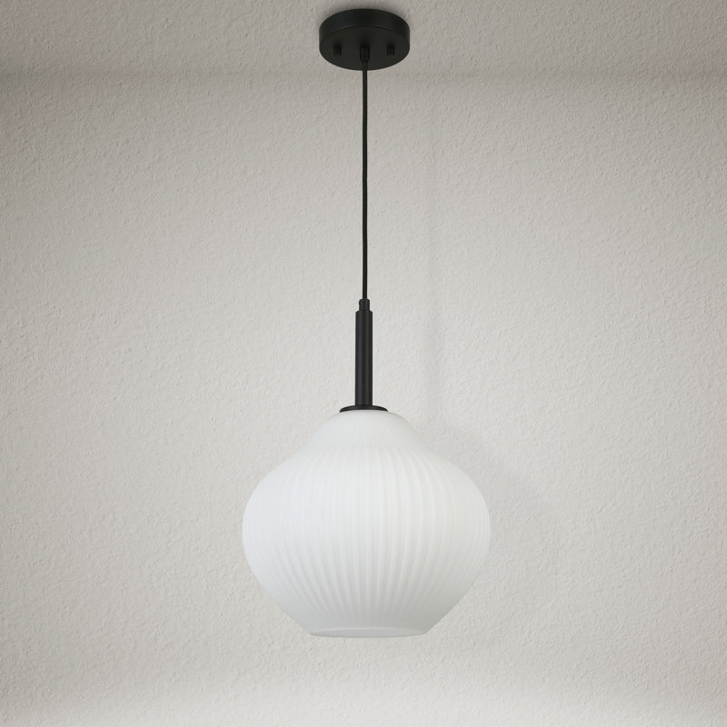 Luminaire suspendu en verre 1 lumière Jonny, Noir mat