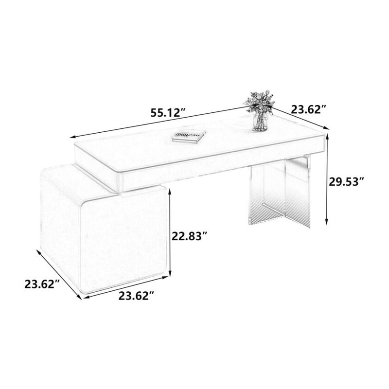 Bureau blanc moderne et simple avec tiroirs, 29.53"H*55.12"W*23.62"D, Oui