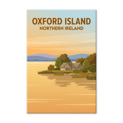 Oxford Island, Northern Ireland - Lough Neagh Shores In A Romantic Travel Poster. Giclee Print On Wrapped Canvas. Wall Art, Home Decor - Parks & Gardens, Northern Ireland - Wrapped Canvas Print