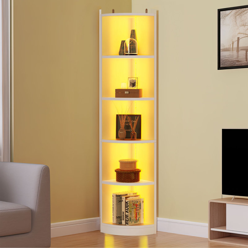 180.1 cm H x 29.7 cm W LED Corner Bookcase