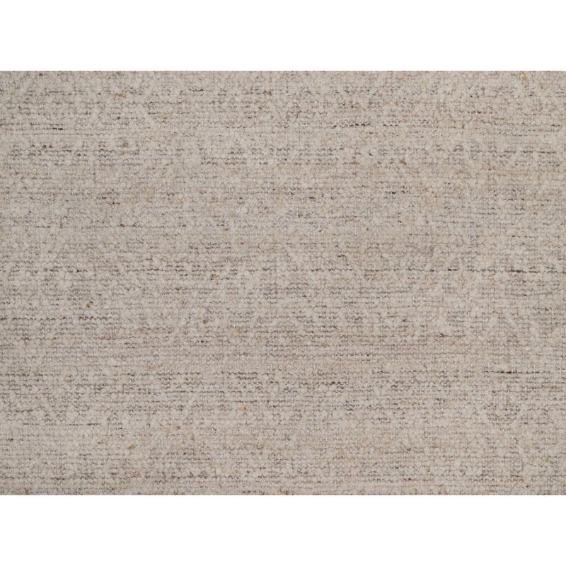 Tapis brun castor 8 pi x 8 pi, motif moderne panaché noué à la main, laine naturelle non tissée, tissage plat empilé, ton sur ton, texturé, rond, tapis oriental