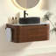 Meuble-lavabo de salle de bain avec lavabo, armoire murale avec porte-serviettes gratuit, conception de lavabo simple en céramique rayée ovale noire, sans drain et robinet, pré-assemblé