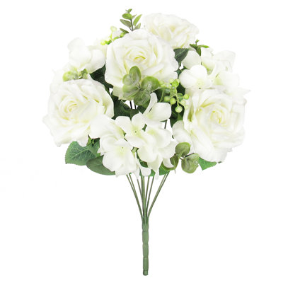 Bouquet de tiges de fleurs d'hortensia artificielles mélangées