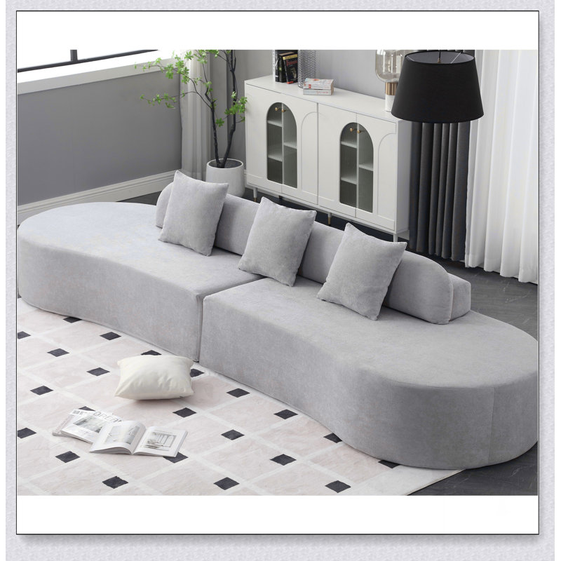 canapé courbé, canapé en tissu éponge, canapé minimaliste, Gris