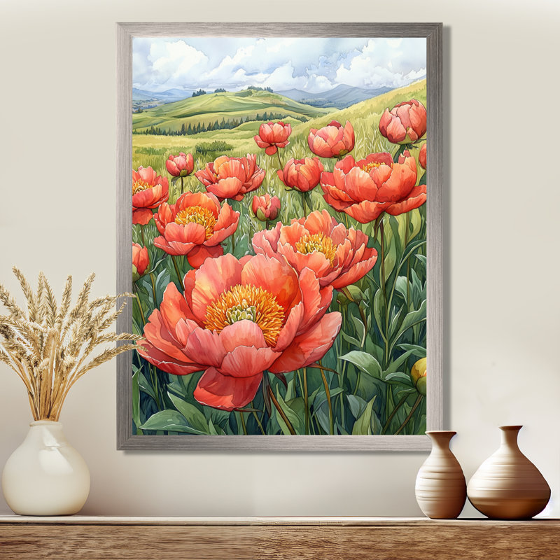 Elyria - art mural floral, Argent argent, H 20 po x l 12 po, Reproduction encadrée sans passe-partout