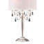 Grande lampe de table en métal 29,5 po avec finition argentée et accents de cristal