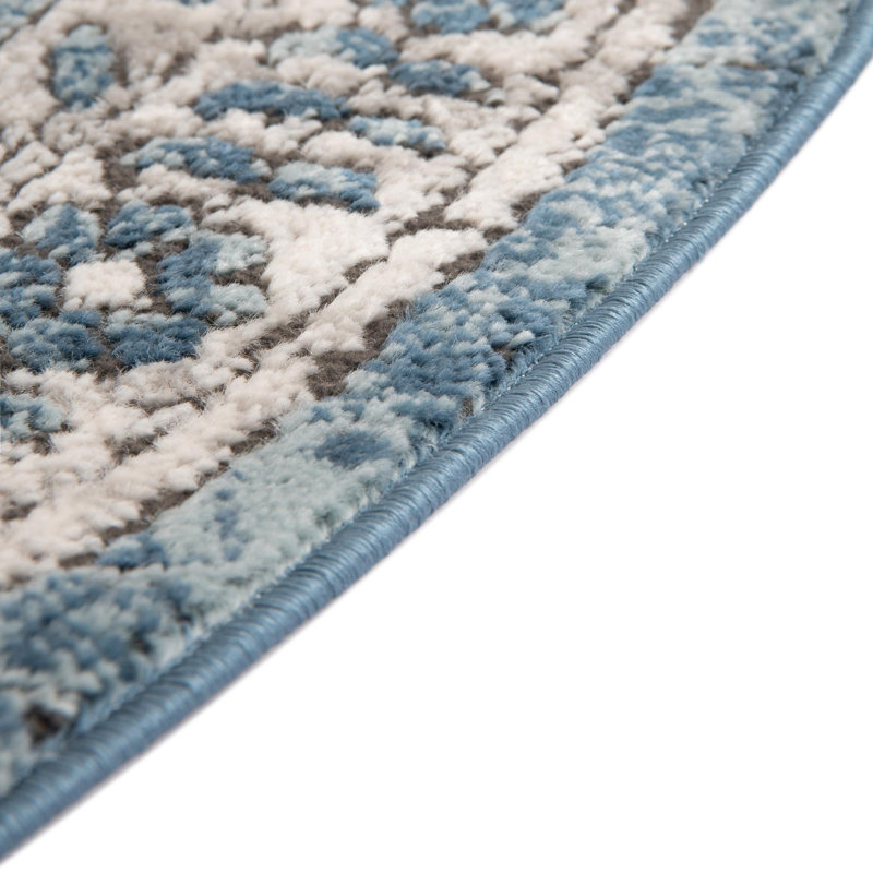 Tapis bleu / gris à motif abstrait Weingartner, Rectangulaire 2 pi x 3 pi