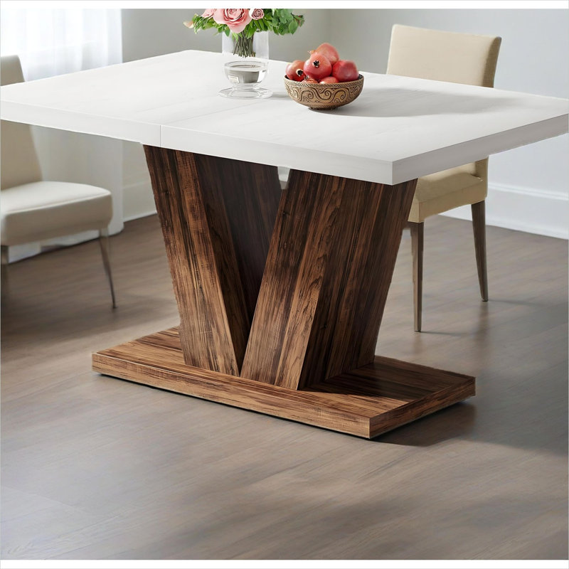 47-Inch White-Toned Rectangular Kitchen Table Seating Four Dining Table featuring Farmhouse with Solid Wood Detail