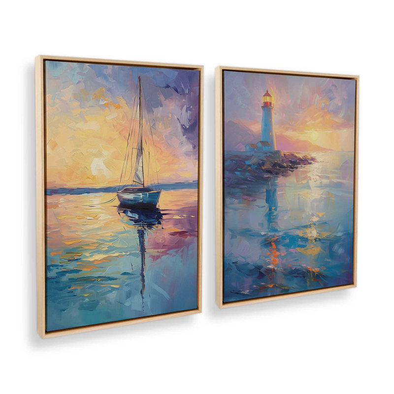 «Sunset Sail» par Golden Glow Interiors 2 - Pièces sur toile, Érable américain encadré, H 20 po x l 14 po