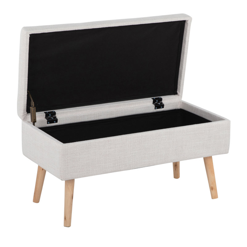 Beyers Fabric Upholstered Storage Bench, Beige Linen