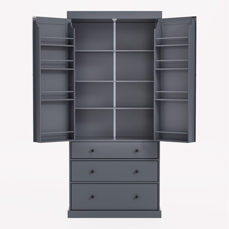 Armoire de rangement avec 3 tablettes réglables, Gris