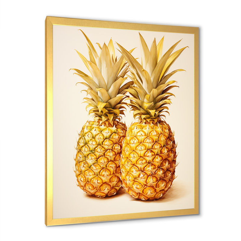 Pinapple Golden Grove sur toile, H 32 po x l 16 po x P 1 po, Encadrement doré