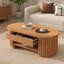 Table basse Mid-Century moderne cannelée ovale avec tiroirs-174298604