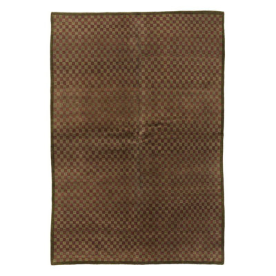 Checkerboard Hand Knotted Wool Geometric Area Rug