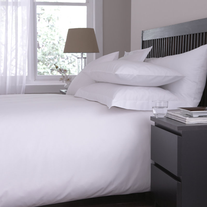 Solid Colour Duvet Cover, White, Super King Duvet Cover - 2 Standard Pillowcases