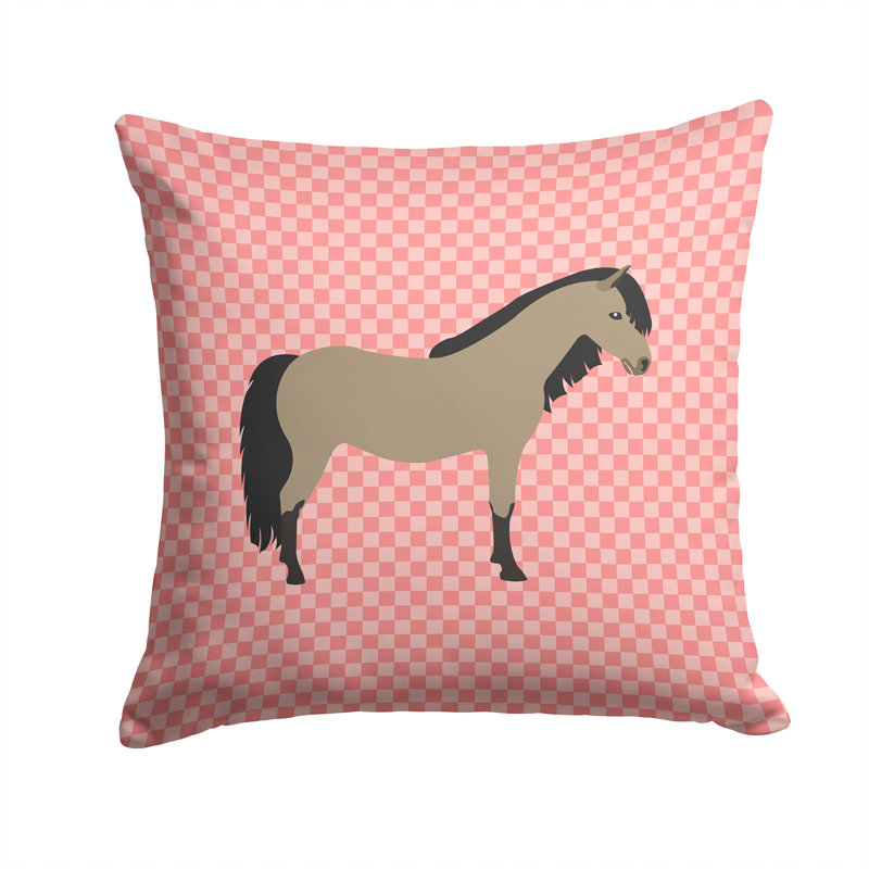 Coussin extérieur pony cheval check, 14 po x 14 po, Rose
