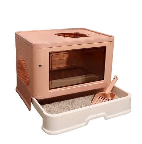 Gower Plastic Self-Cleaning Litter Box with Scoop, Orange