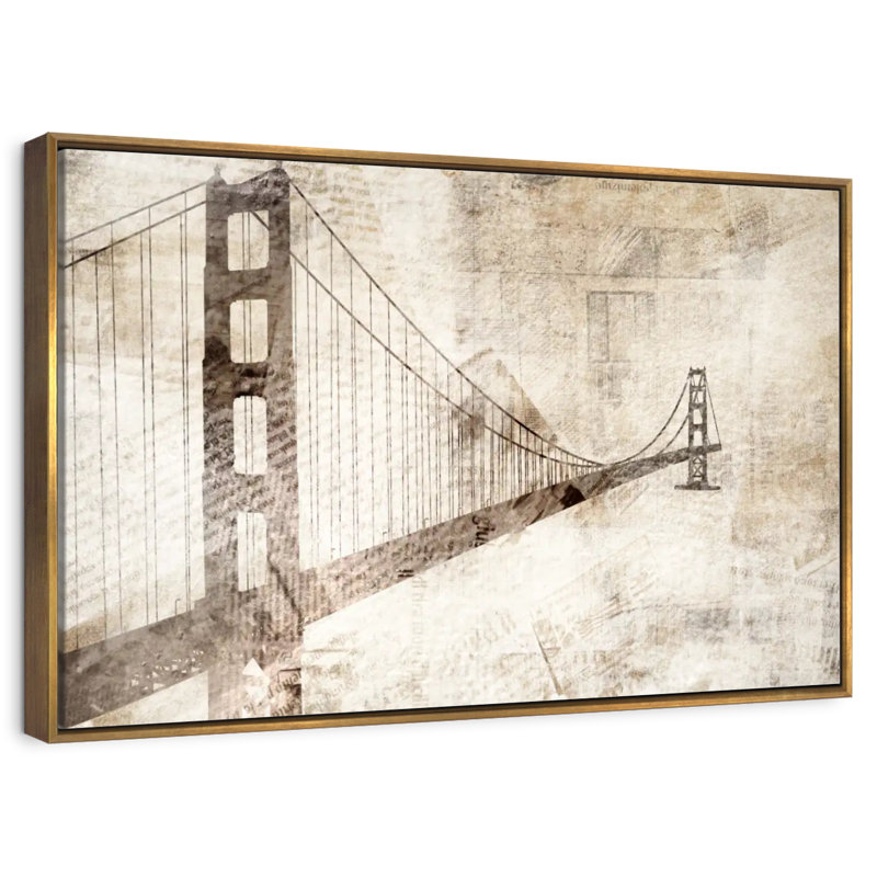 Pont du Golden Gate, Cadre flottant doré, 13 po x 9 po