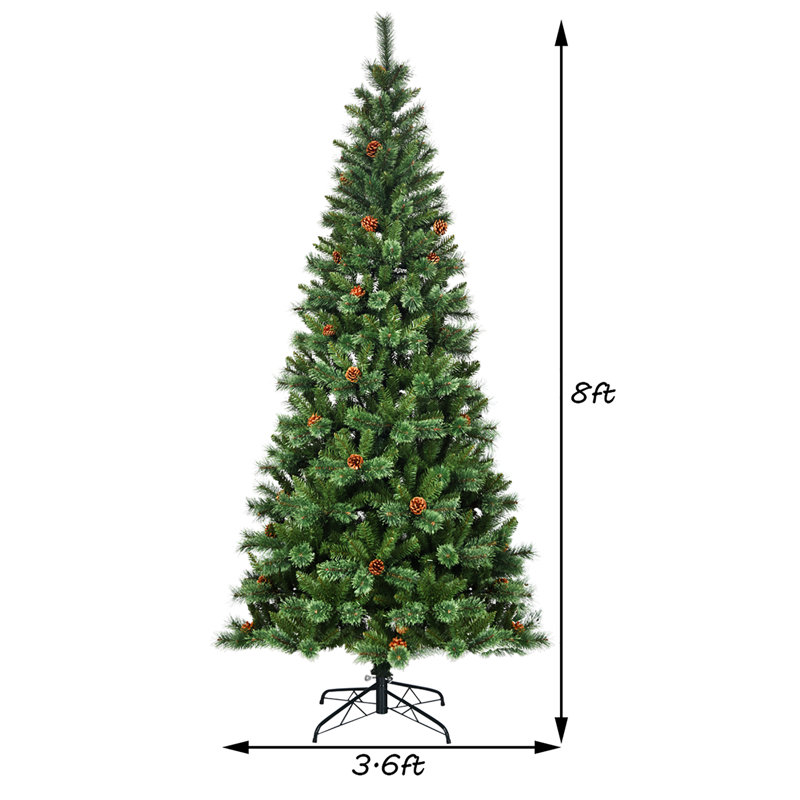 Arbre de Noël artificiel à charnière vert 8 pi Premium, H 8 pi