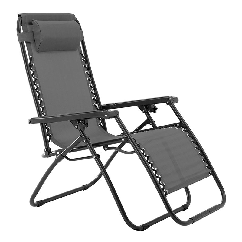 Outdoor Metal Chaise Lounge, Gray