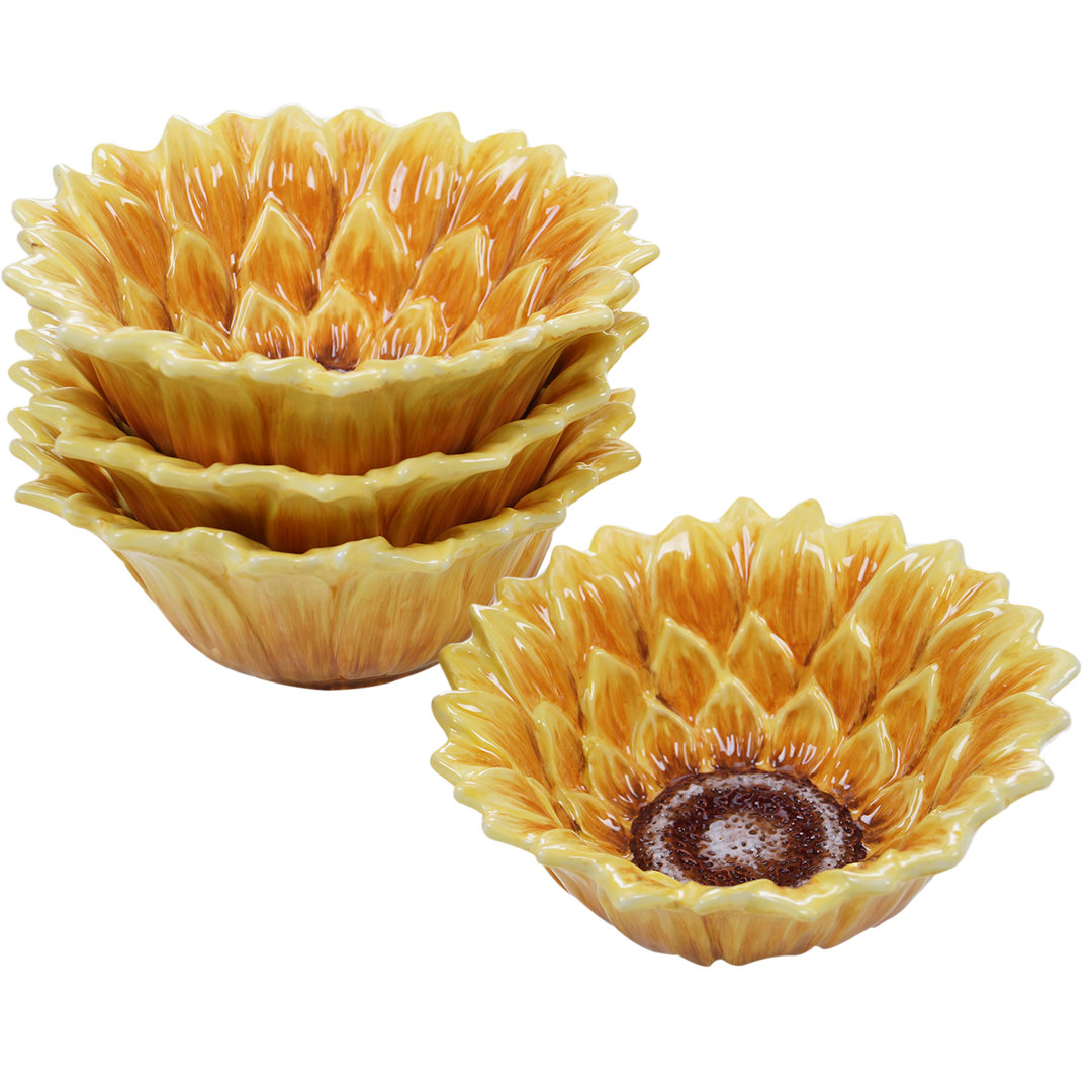 Certified International 14 oz. Sunset Sunflower Dessert Bowl (Set of 4) Certified International