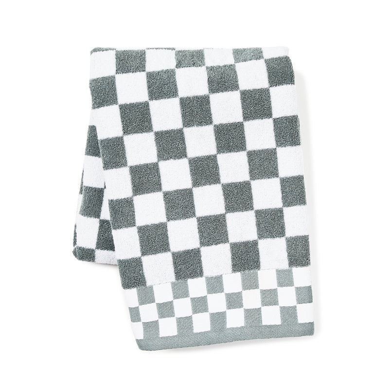 Sterling Check Bath Towel, Silver/Gray/White