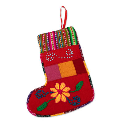 Handmade Flowers Christmas Stocking