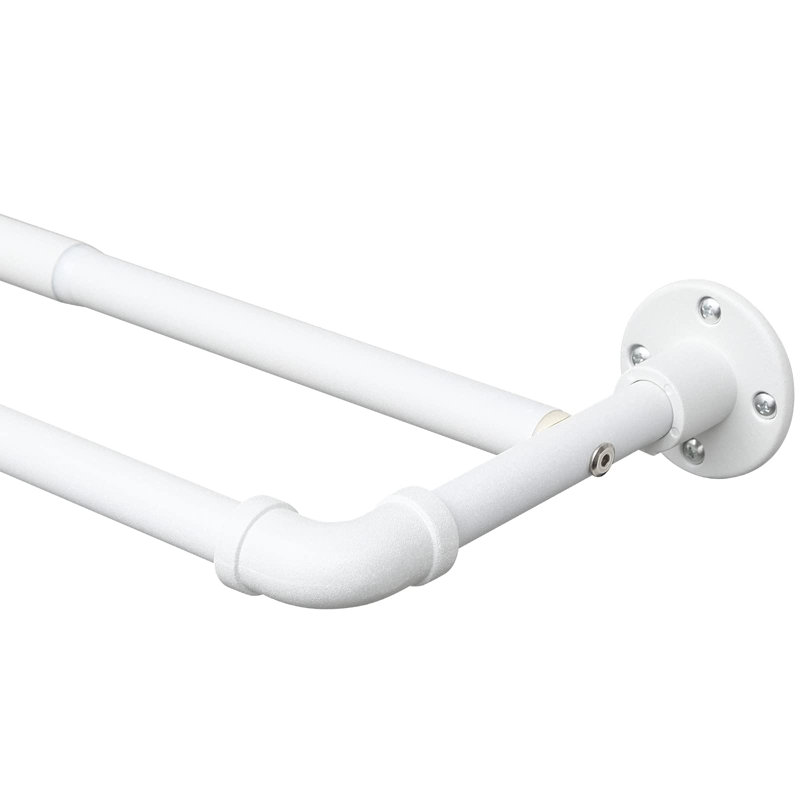 Anastasas Matte White Adjustable Double Curtain Pole, 74cm - 236cm