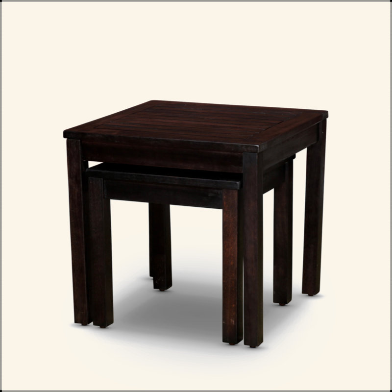 Versatile 2-Piece Eucalyptus Nesting Table Set For Outdoor Spaces