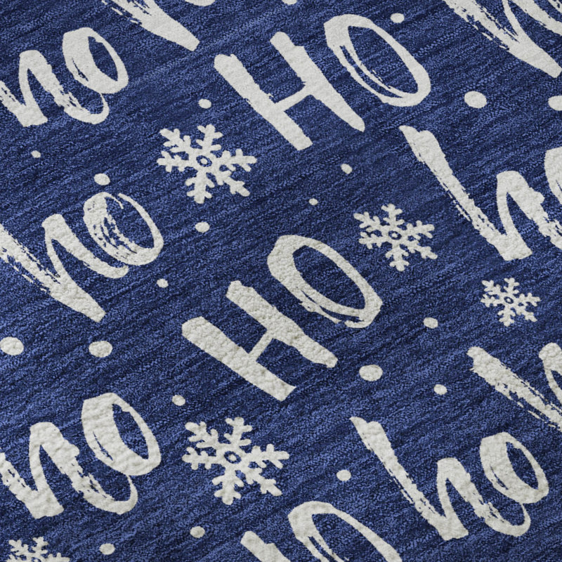 Premium Machine Washable Dockside AMF1814 HoHoHo Snowy Christmas Rug, Rectangle 10' x 14'
