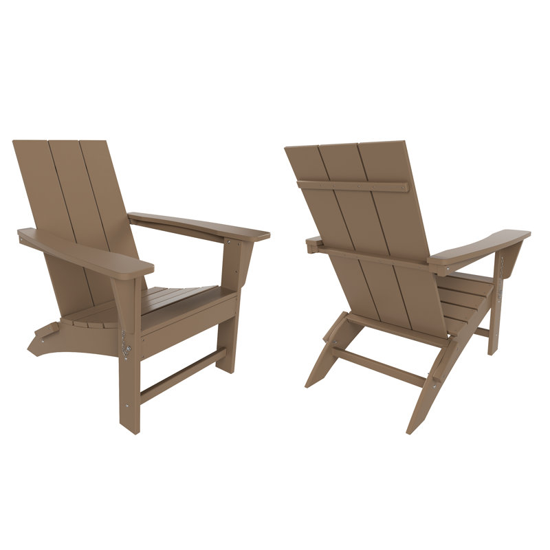 Joubert Foldable Outdoor Adirondack Set, Weathered Wood