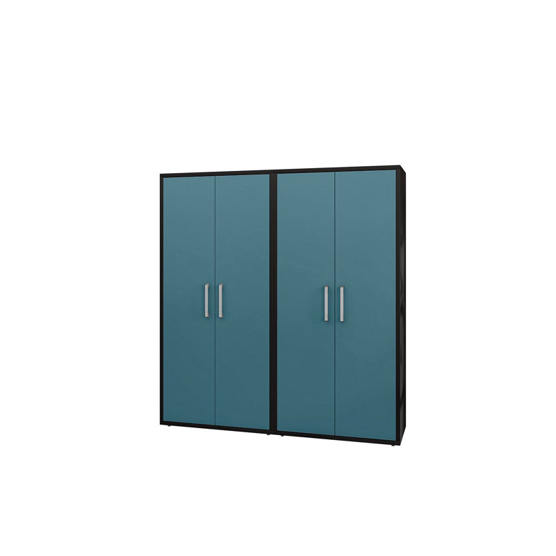 Aseem 2 Piece Single Storage Cabinet ( 73.43'' H x 70.86'' W x 17.72'' D), Black/Blue