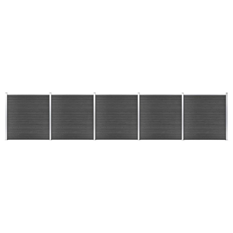 Medan 472.44cm H x 872cm W Black Composite Fence Panels Included