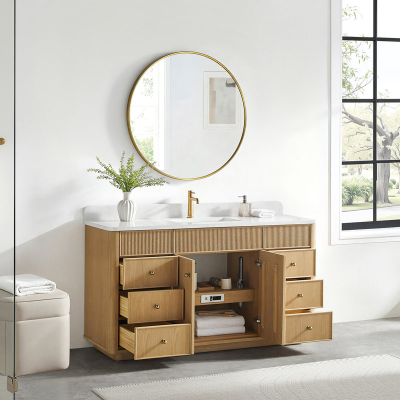 Ensemble de meuble-lavabo simple 60 po Taren, Gris cendré délavé