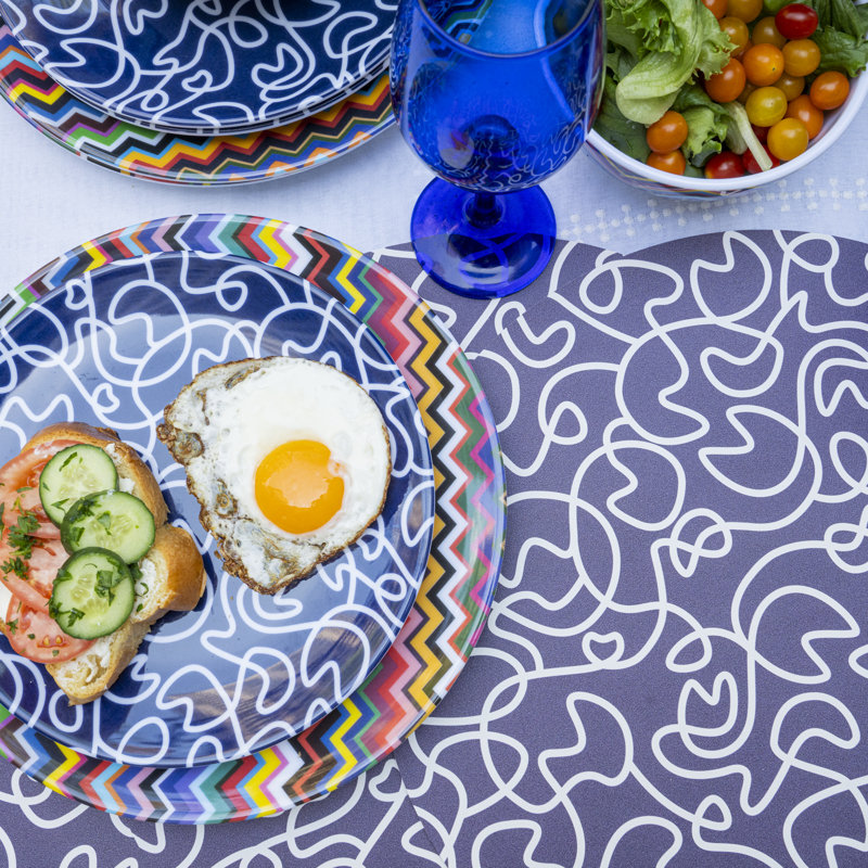 Navy Squiggly Dinner Plate