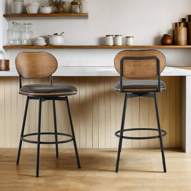 Tabouret pivotant et en métal Avriel, 2, Gris foncé, Tabouret de comptoir avec siège d'une hauteur de
