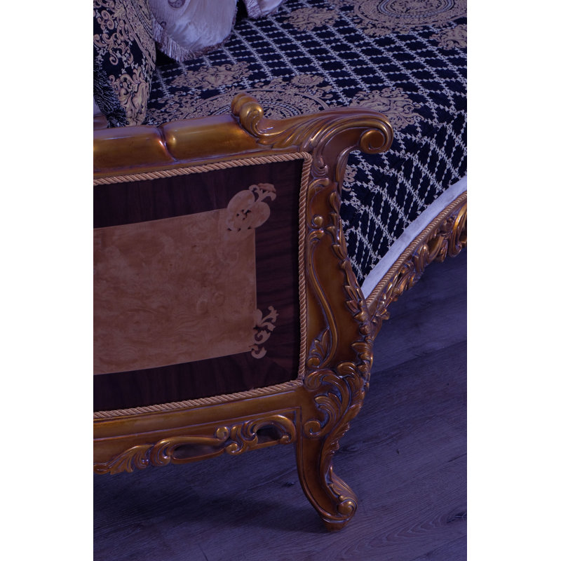 3 Piece Modigliani Ii Sofa Set Black Gold Fabric